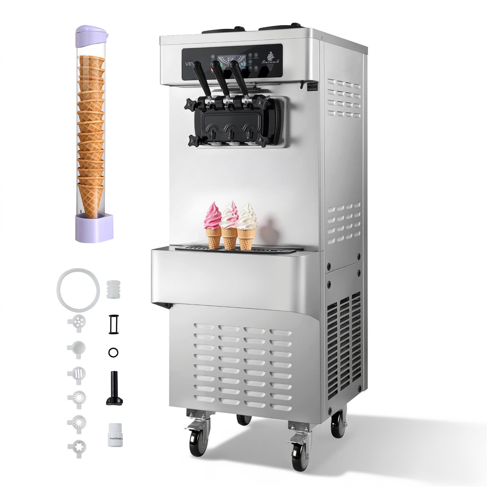 Amazon.com: VEVOR Commercial Ice Cream Machine, 20-28L/H Yield